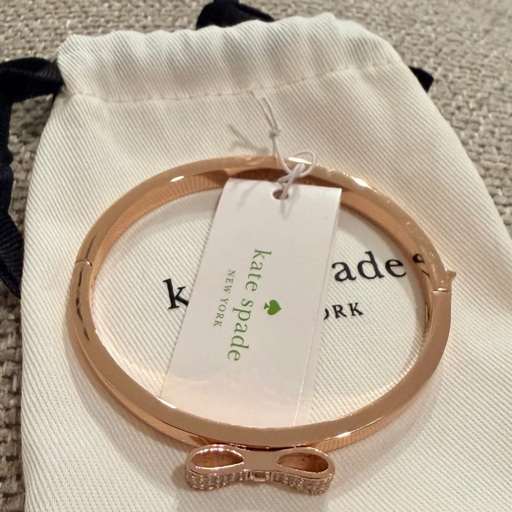 kate spade rose gold-tone crystal ready set bow bangle - Picture 4 of 5